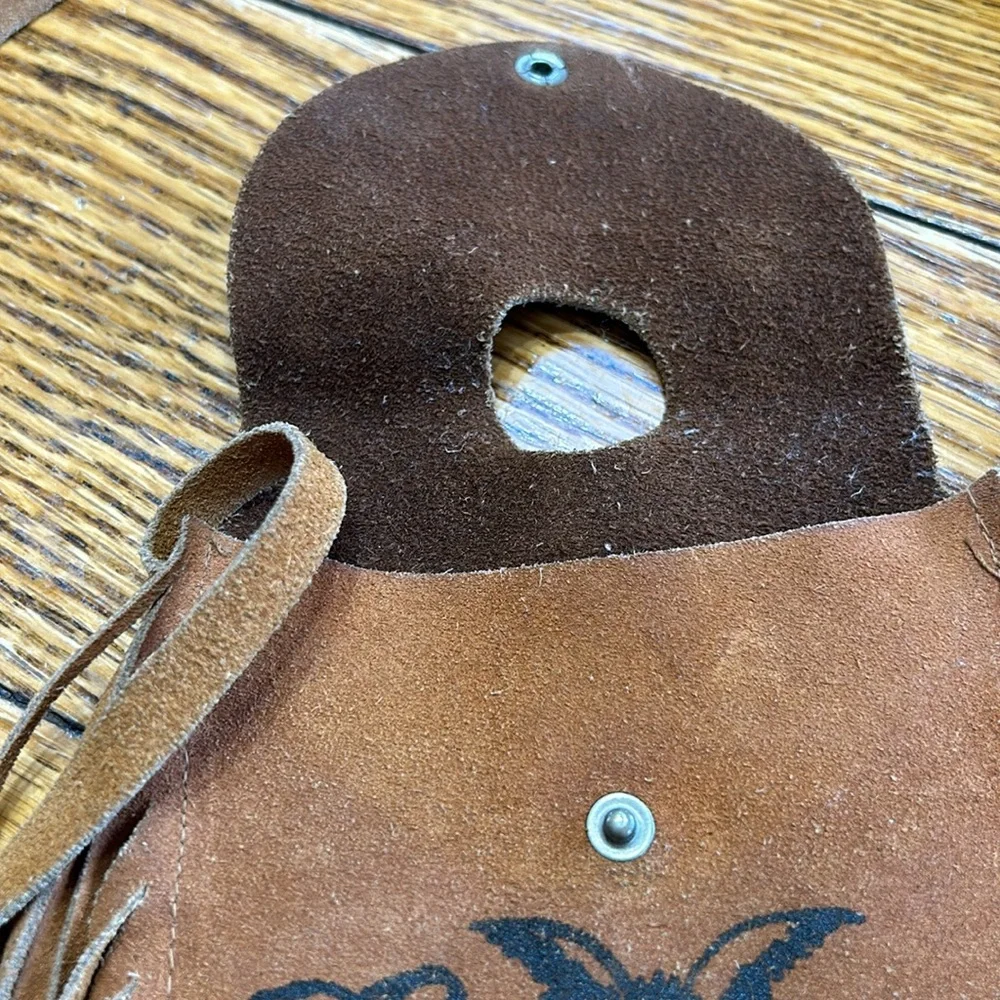 Vintage leather pouch w/fringe. Snap close. Grand Canyon Park souvenir pouch.